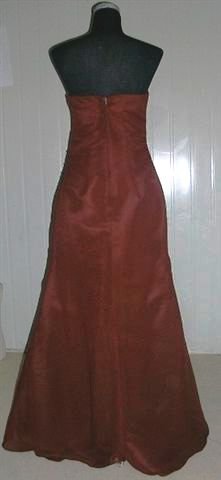 long chocolate strapless bridesmaid sheath